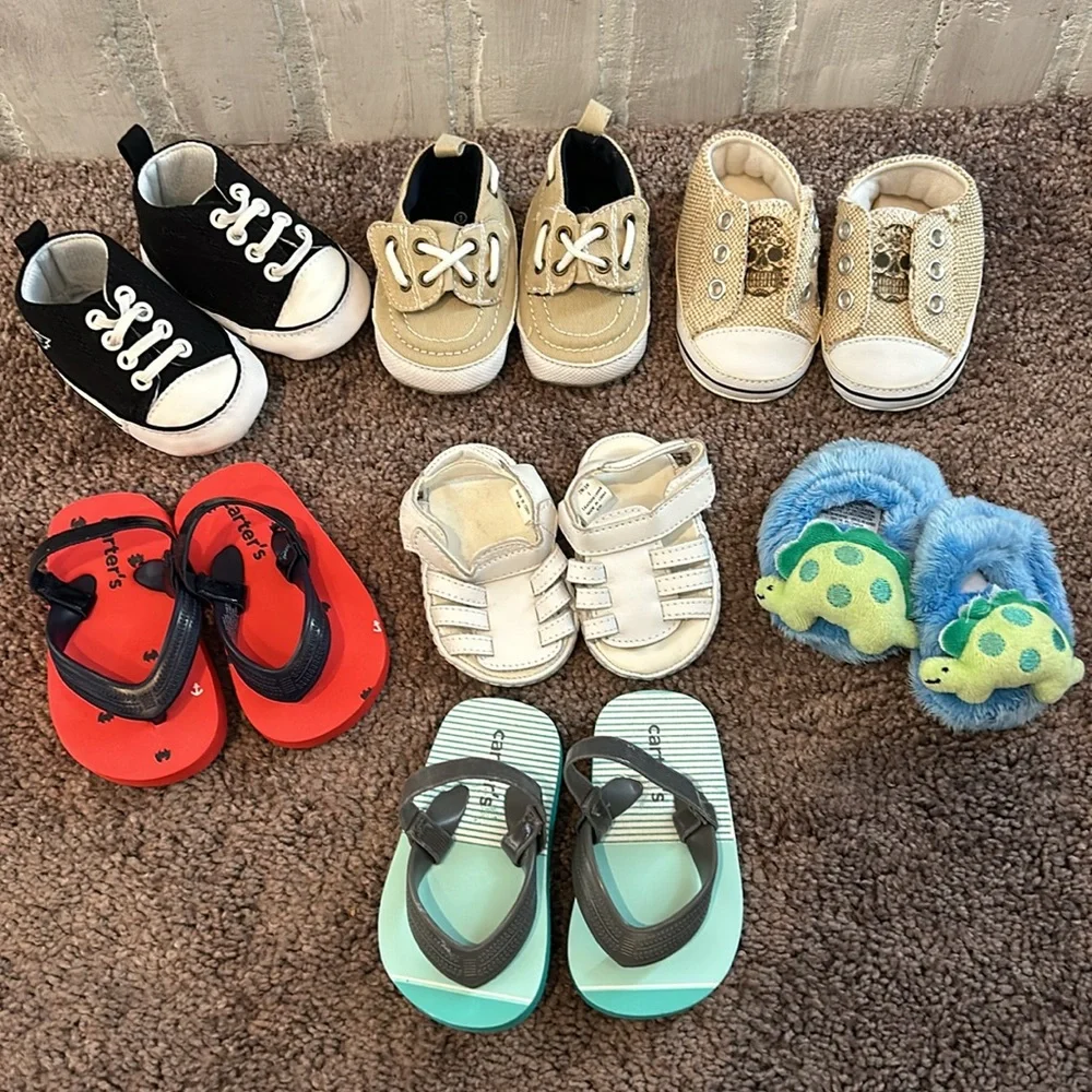 Baby boy size 1 0-12m first shoes sneakers sandals booties bundle!